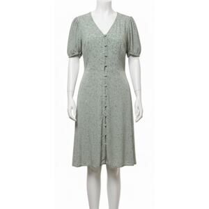 Universal Thread Dress L Sage Green Yellow Floral Button Front Cottage Prairie